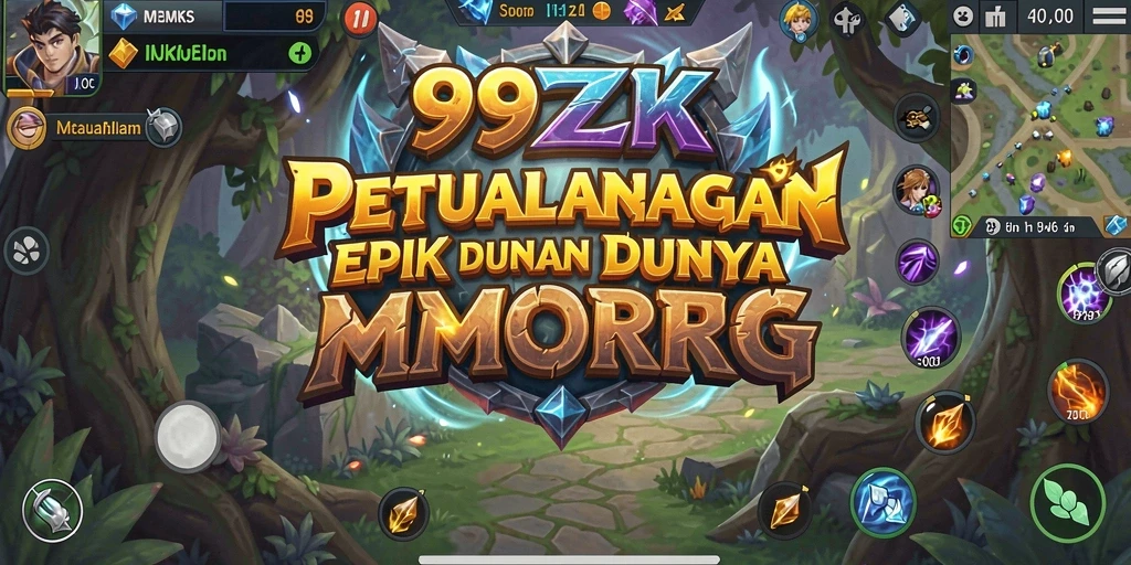 Screenshot gameplay 99ZK yang menunjukkan pertarungan epik di MMORPG.