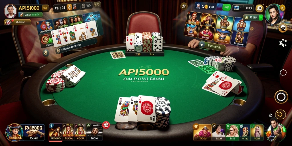 Screenshot gameplay API5000 yang menunjukkan aksi Poker yang mendebarkan.