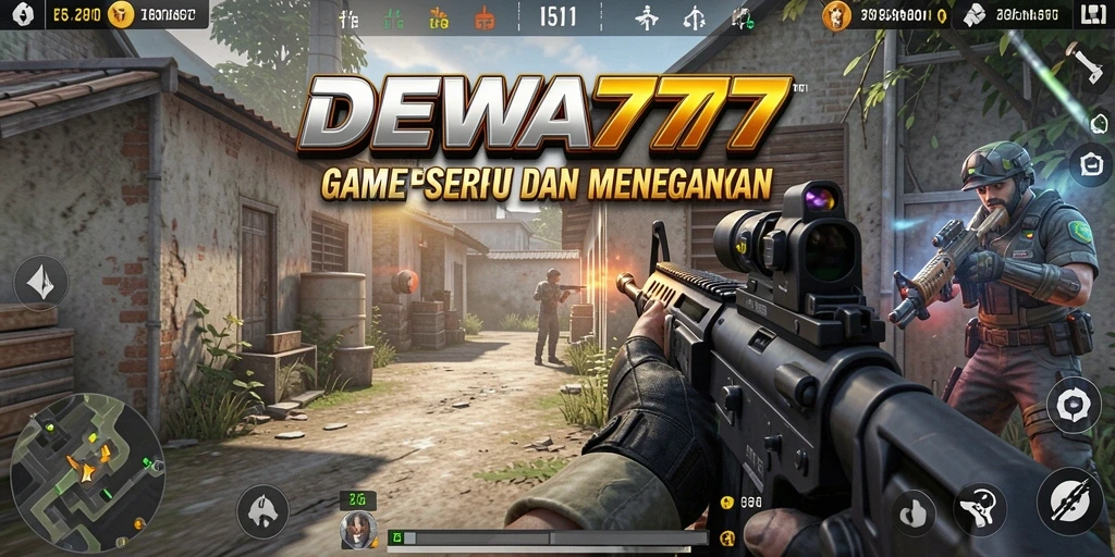 Screenshot DEWA777 menampilkan aksi mendebarkan dalam pertempuran FPS.
