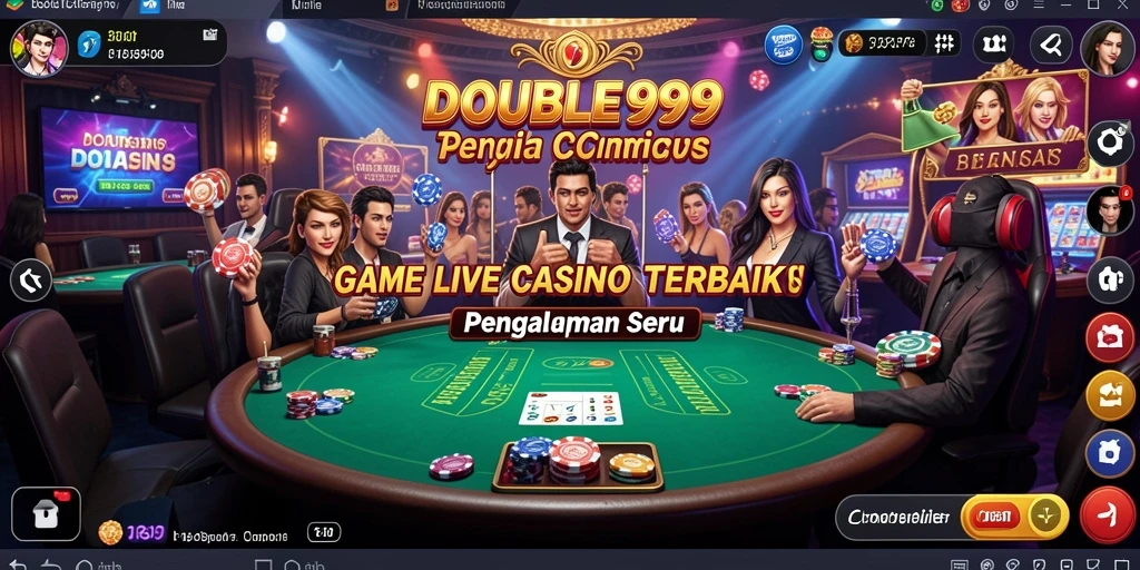 Tangkapan layar <strong>DOUBLE999</strong> menunjukkan dealer yang ramah dan gameplay yang seru.