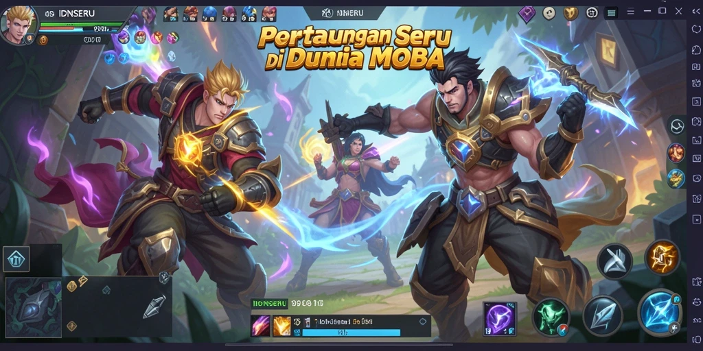 Tangkapan layar menampilkan pertarungan epik dalam IDNSERU dengan karakter yang beraksi di arena.