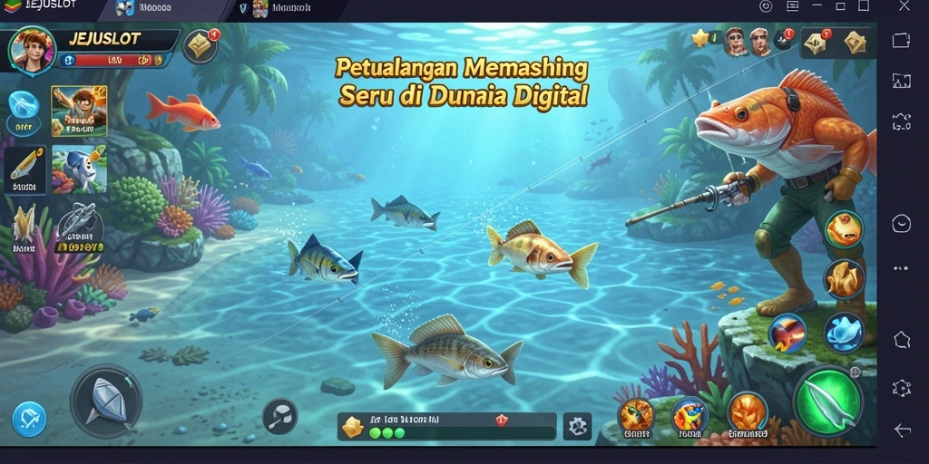 Screenshot gameplay JEJUSLOT menampilkan aksi seru memancing dengan grafis yang menawan.