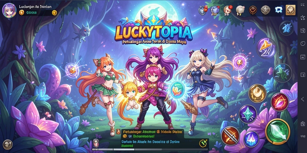 Gameplay seru LUCKYTOPIA dalam dunia Anime yang menawan.