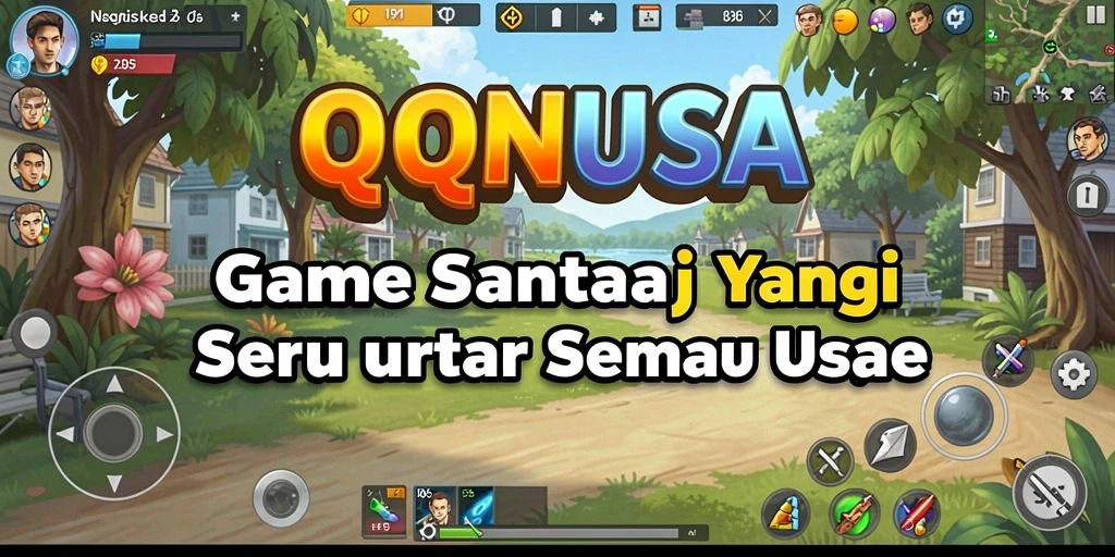 Tampilan gameplay QQNUSA yang ceria dan penuh warna.