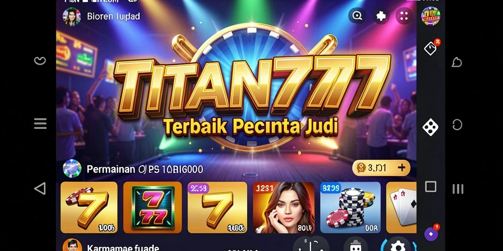 Tampilan gameplay mengasyikkan di TITAN777 dengan mesin slot dan meja kasino.